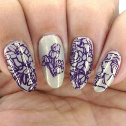 Baroque (B421) - Cream Purple Stamping Polish