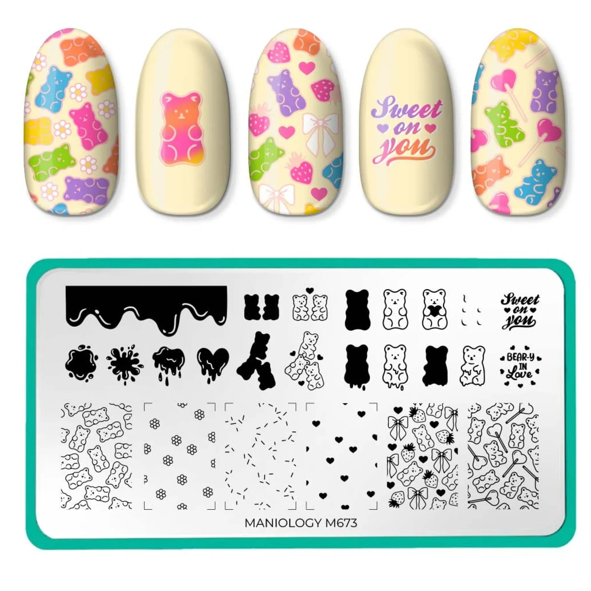 Bear-y in Love (M673) - Nail Stamping Plate