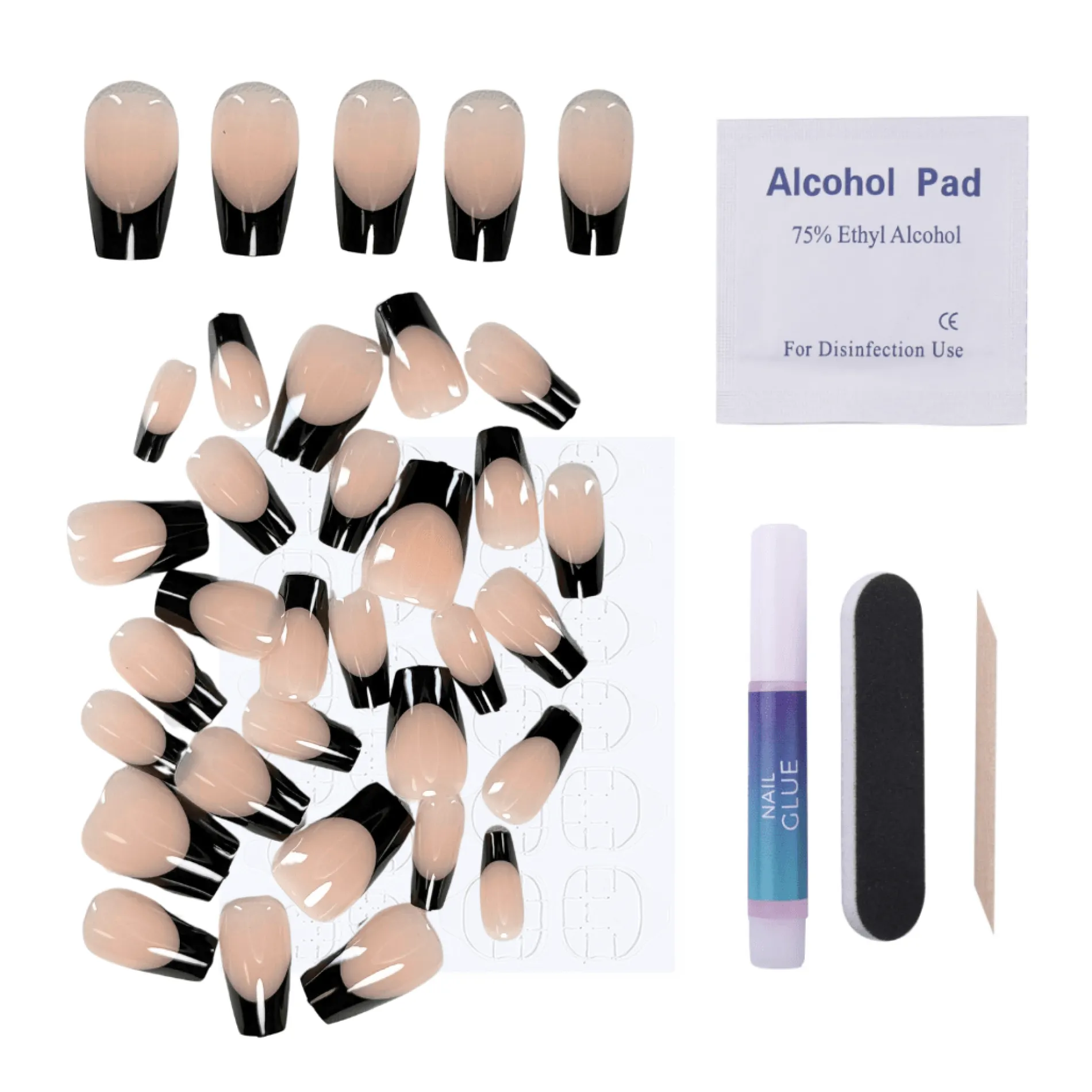Black Tie Press-On Nails - Short Coffin