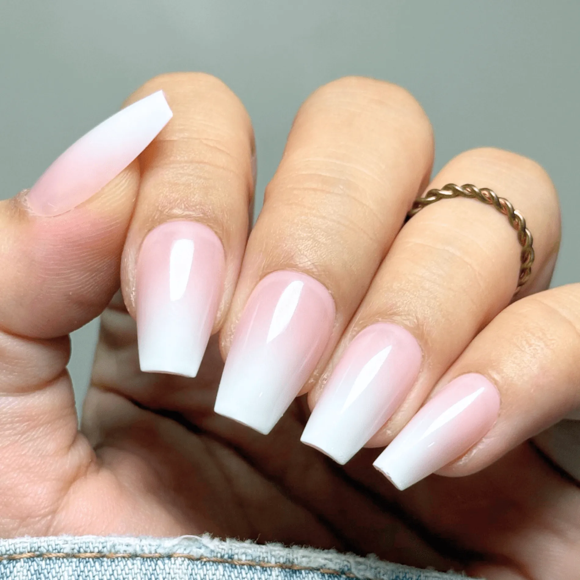 Blush Fade Press On Nails - Short Coffin