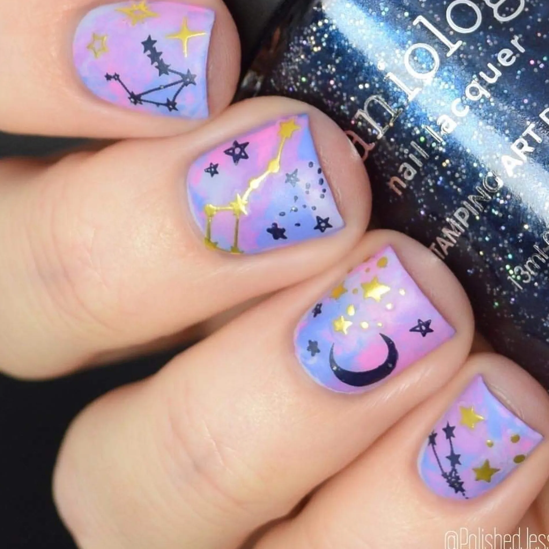Celestial (B239) - Dark Navy Shimmer Stamping Polish
