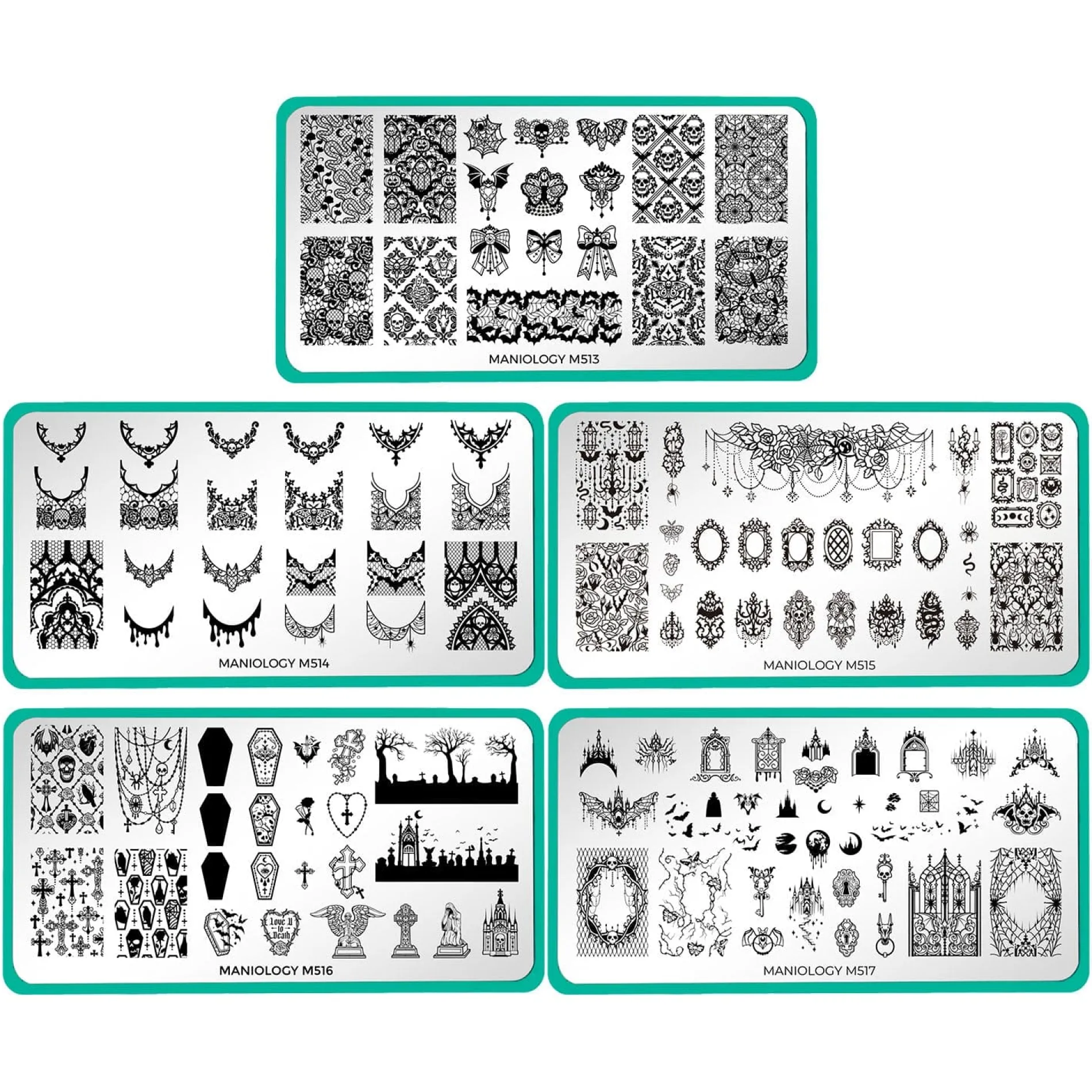 Gothic Halloween (M513-M517) - Set of 5 Nail Stamping Plates