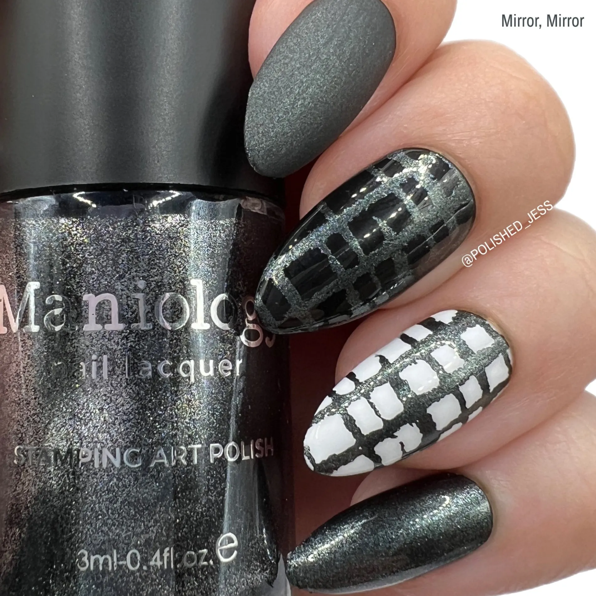 Grimm's Nightfall: Mirror, Mirror (B220)- Smoky Black Metallic Stamping Polish
