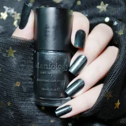 Grimm's Nightfall: Mirror, Mirror (B220)- Smoky Black Metallic Stamping Polish