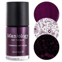 Hail Santa (B450) - Pearl Dark Plum Red Stamping Polish