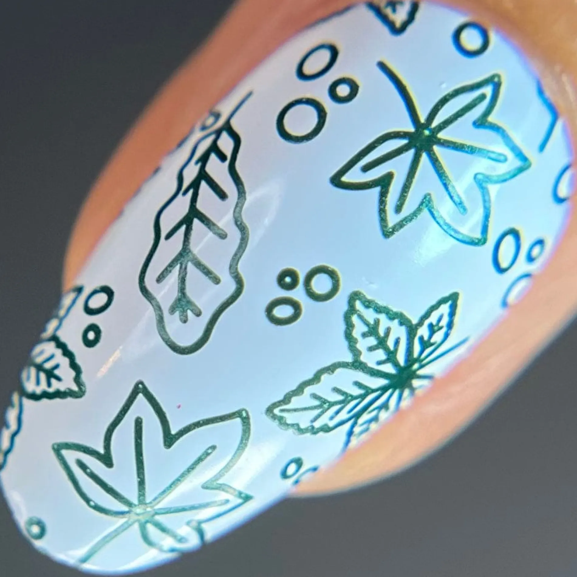 Harvest Hues: Falling Leaves (B529) - Green Metallic Stamping Polish