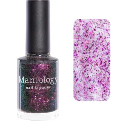 Harvest Moon: Thunder (P119) - Sheer Gray with Pink Orange Iridescent Flakies Nail Polish