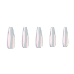 Iridescent Clear Press On Nails - Medium Coffin