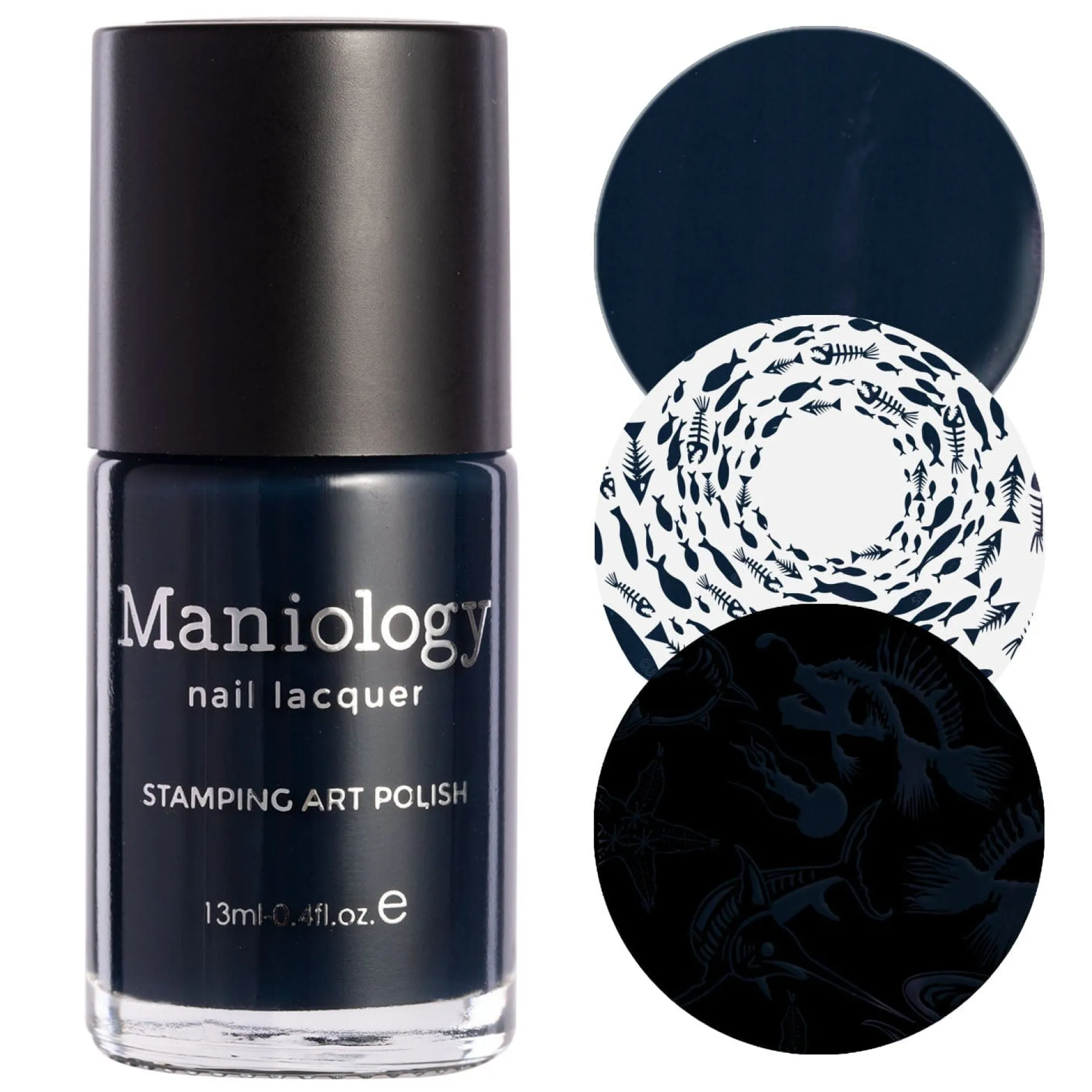 Kraken (B482) - Cream Dark Navy Blue Stamping Polish