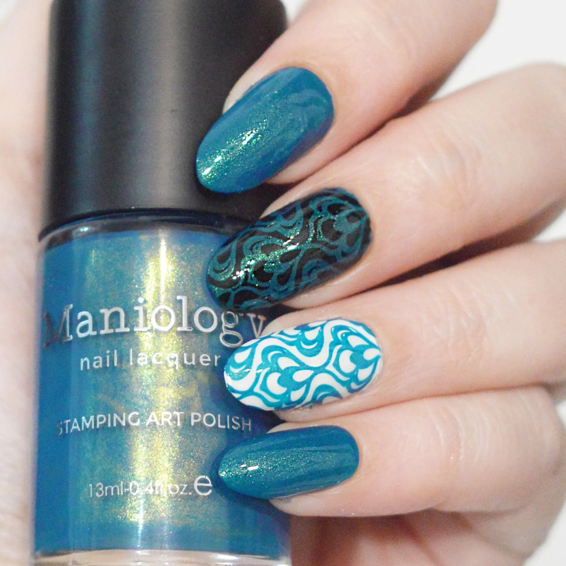 Nightshade: Moonwake (B528) - Teal With Gold Shimmer Stamping Polish