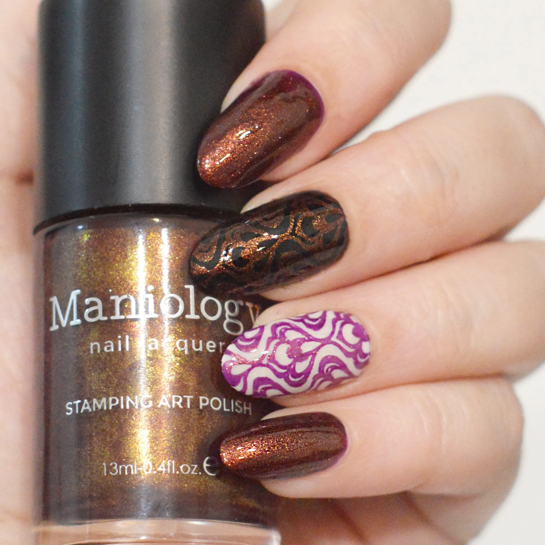 Nightshade: Velvetine (B527) - Maroon Red With Gold Shimmer Stamping Polish