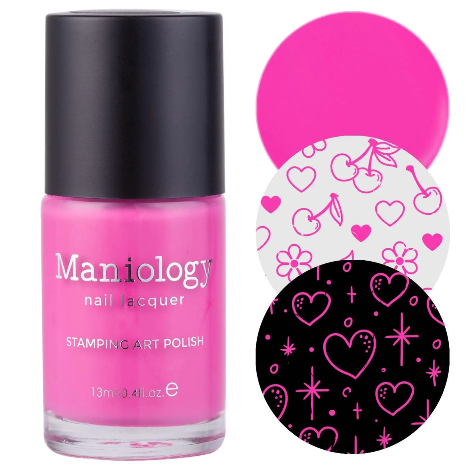 Pumps (B463) - Cream Bold Pink Stamping Polish