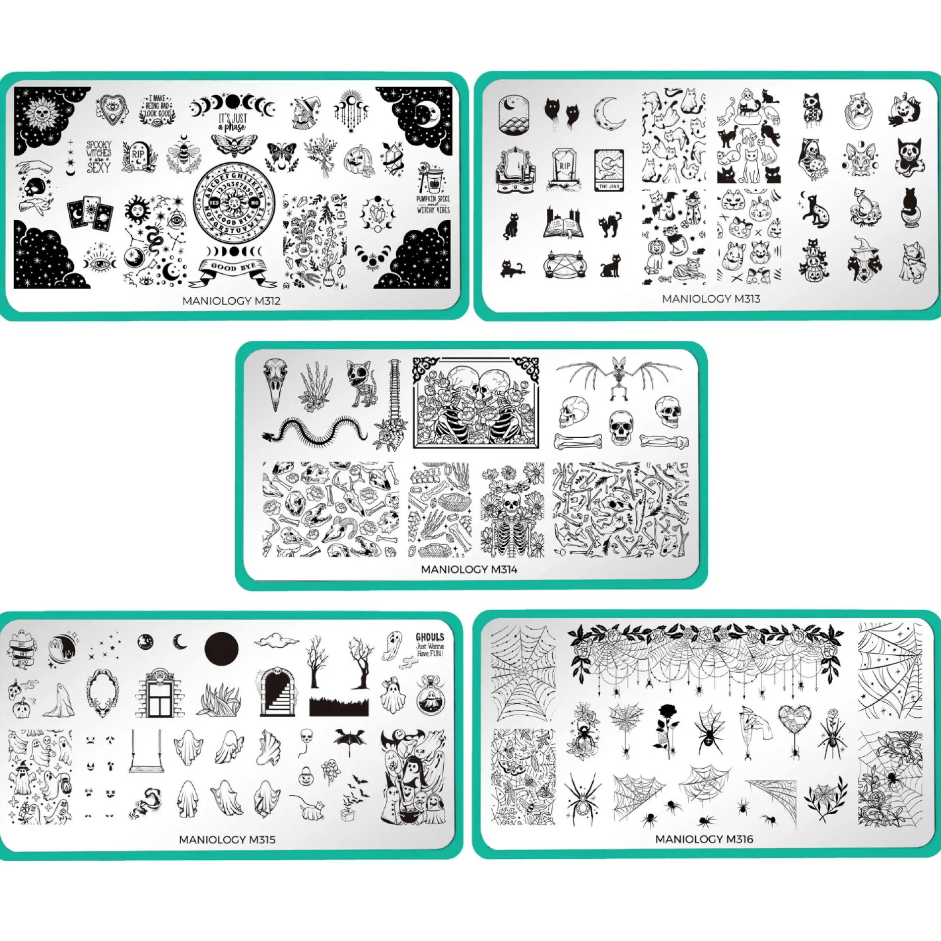 Shadowy Halloween (M312-M316) - Set of 5 Nail Stamping Plates