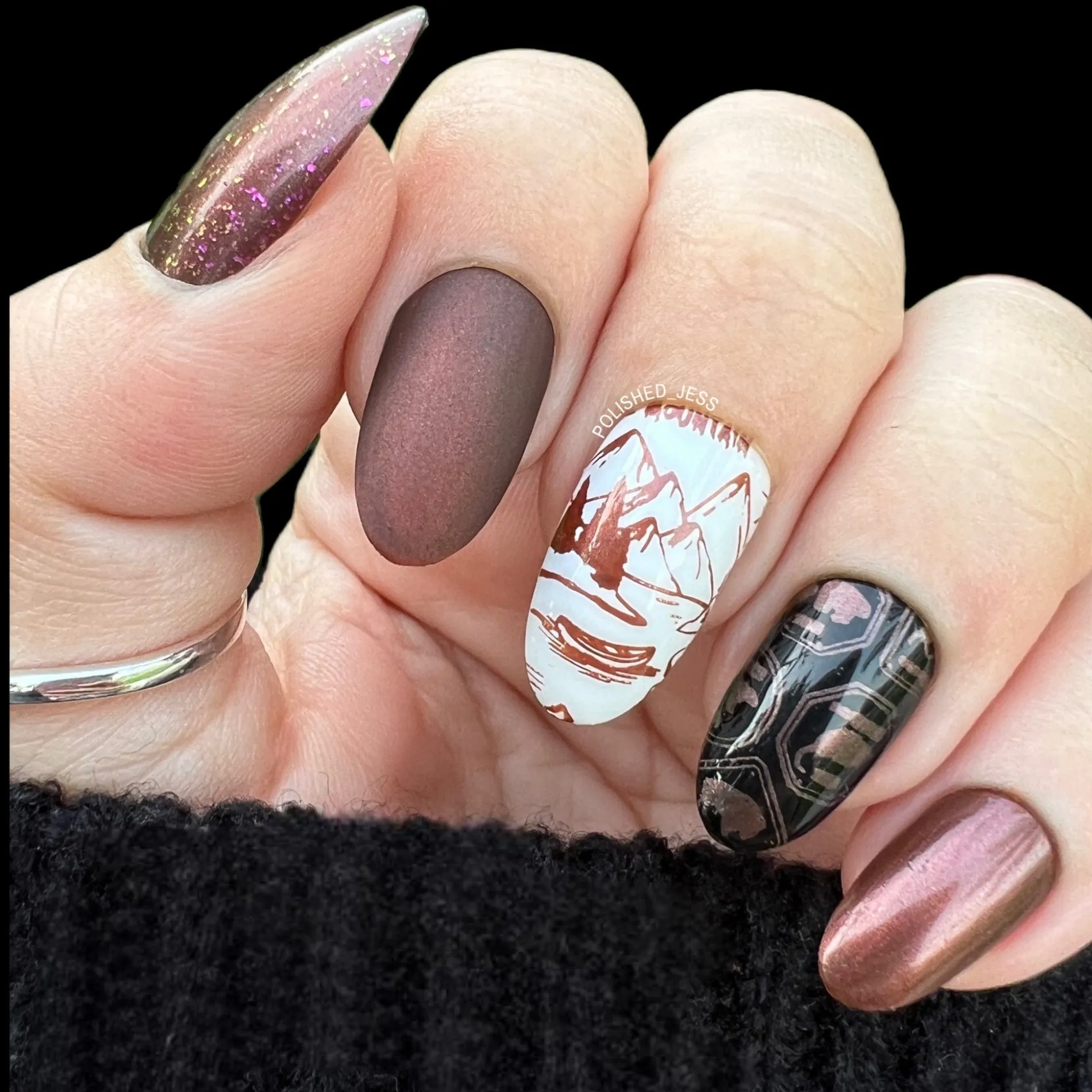 S'more (B479) - Metallic Pearl Chocolate Brown Stamping Polish