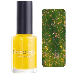 Songbird: Yellow Canary (P144) - Yellow Jelly Flakies Topper Nail Polish
