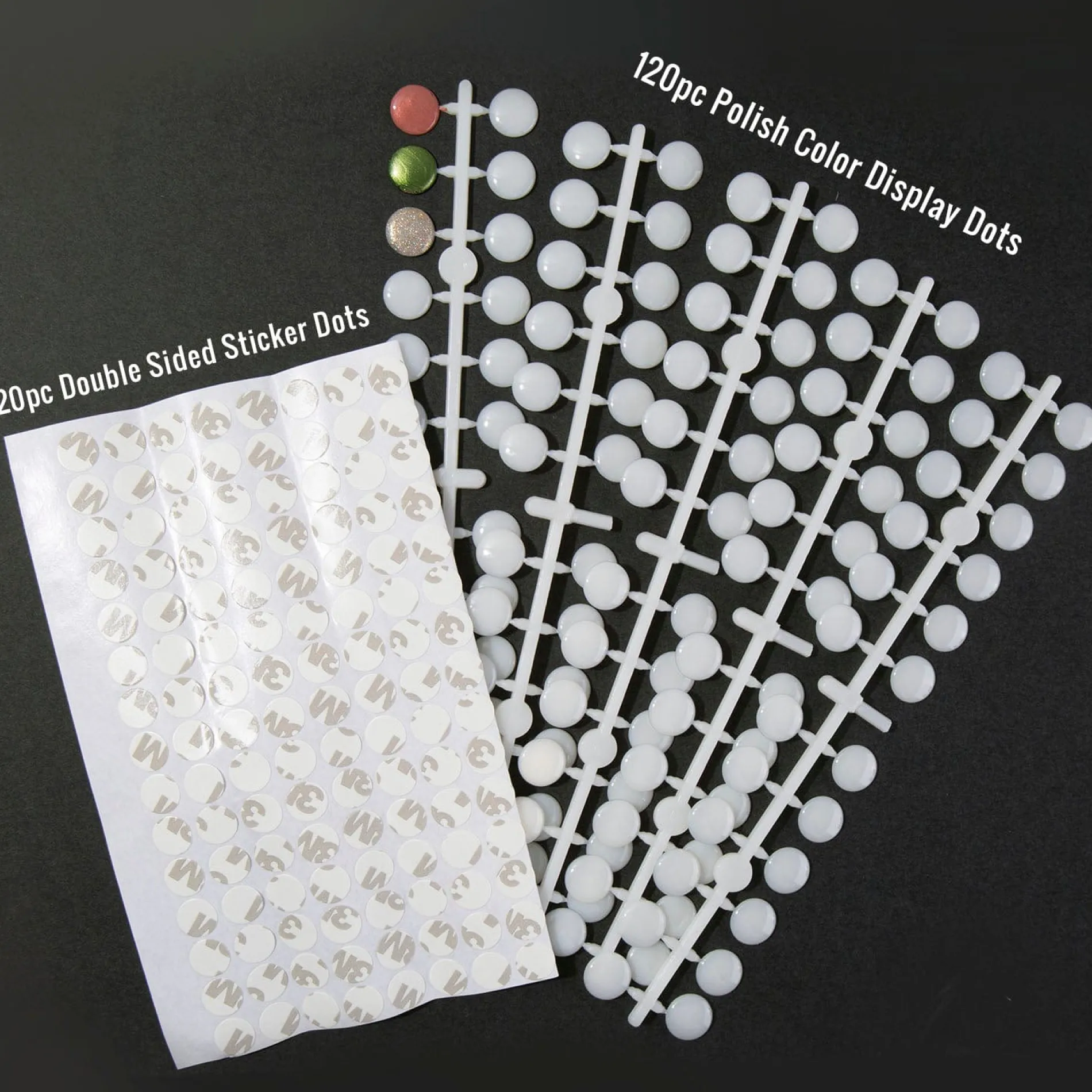 White Self-Adhesive Nail Polish Swatch Dots - Set of 120